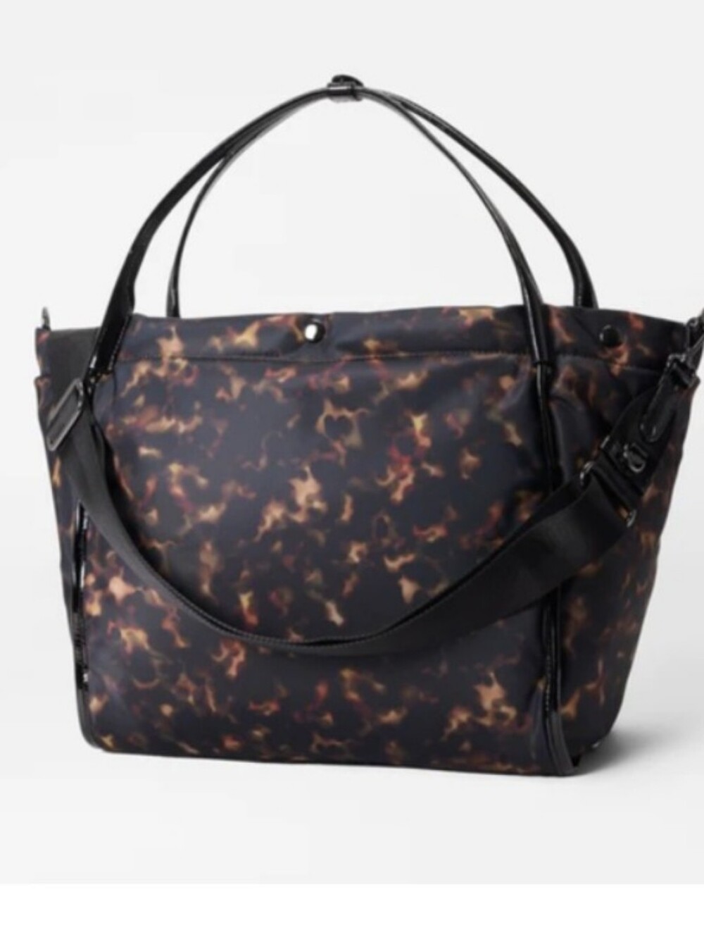 MZ Wallace Tortoiseshell Print Nylon Tote with Black Patent Trim - Picture 2 of 16